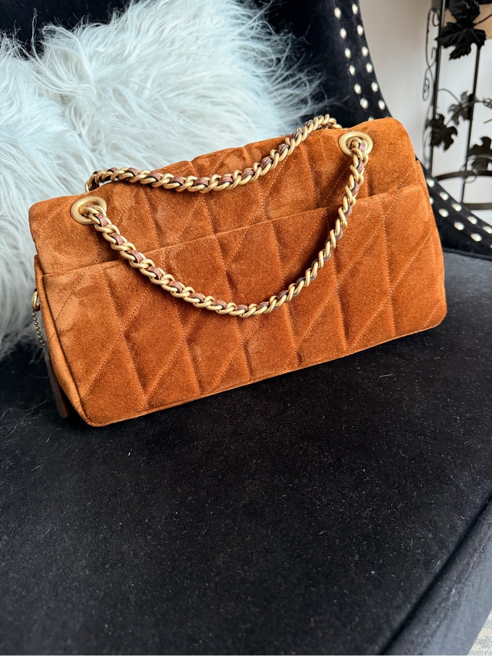 Coach Tabby 26 Shoulder Bag, Quilted Suede in Warm Brown with Gold Hardware - Picture 3 of 10